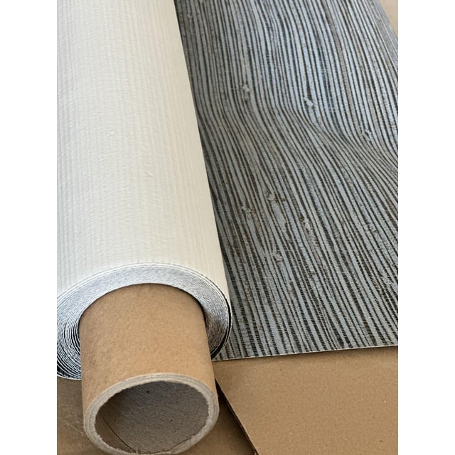 The Phillip Jeffries Shoreline Grass Wallpaper PJ9694 is a high-quality, blue-green textured wallpaper made from grass...
