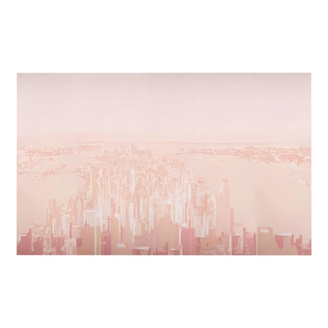 SAMPLE - Schumacher x The New Yorker Pascal Campion's New York Skyline Wallpaper In Blush For Sale