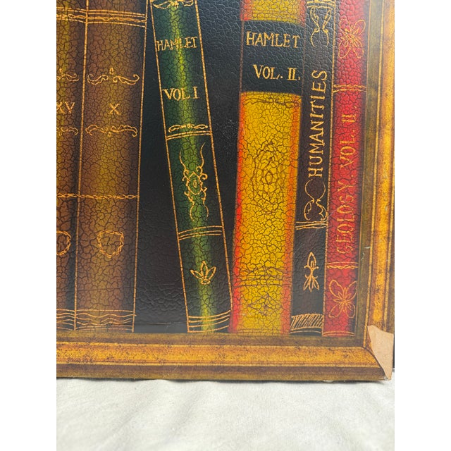 Trompe l'Oeil Leather Finish Library Scene Folding Floor Screen by Sarried Ltd. For Sale In Los Angeles - Image 6 of 12