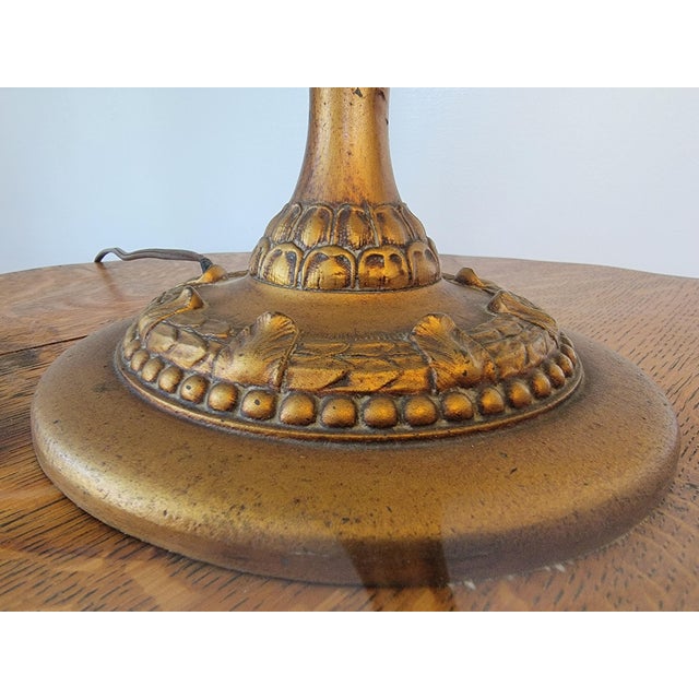 Bronze Antique Rainau Tudor Revival Bronze & Slag Glass Table Lamp, C. 1925–1935 For Sale - Image 8 of 9