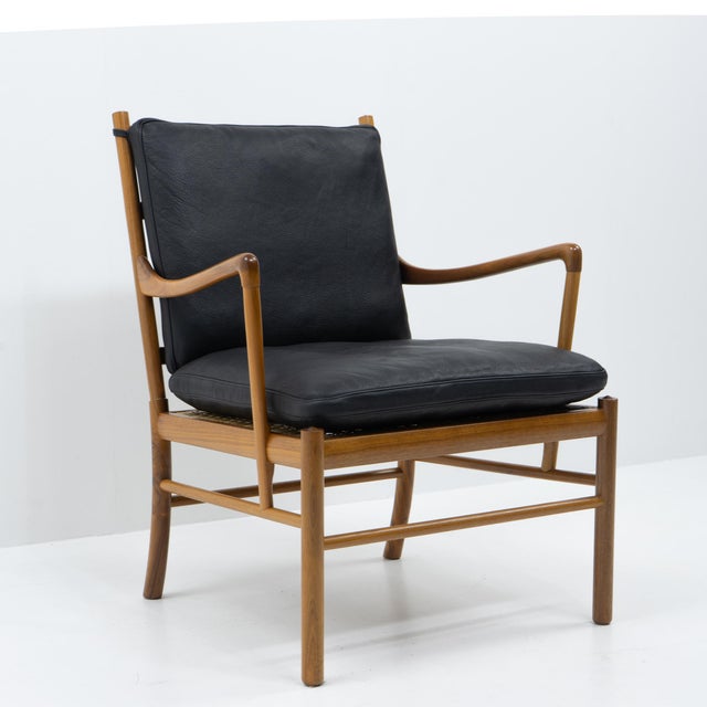 Wood Colonial Lounge Chair by Ole Wanscher for Poul Jeppesen, 1990s For Sale - Image 7 of 12