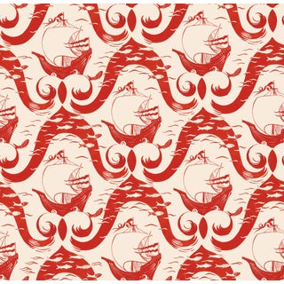 Cravelle Wallpaper by Paule Marrot in Red For Sale