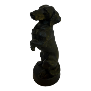 1940s Cast Iron Standing Long Coat Happy Dachshund by Kacan