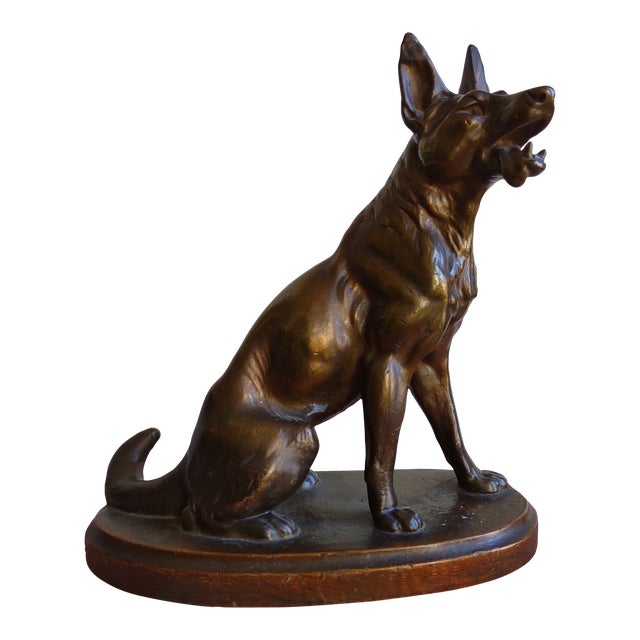 Large Antique Metal German Shepard Statue For Sale