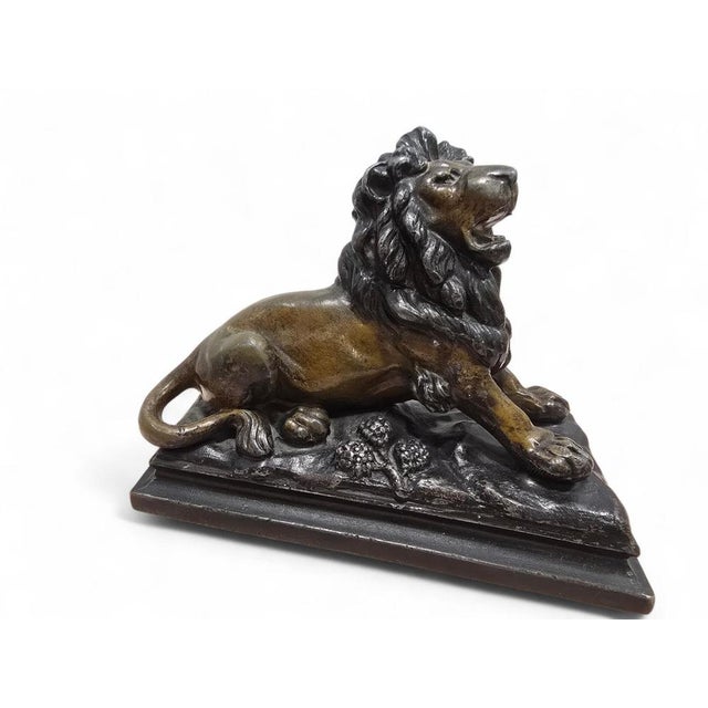 Black Viennese Cold-Painted Bronze Lion by MR, 19th Century For Sale - Image 8 of 12