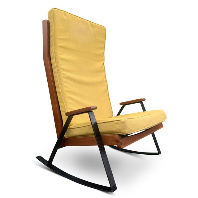 Mid-Century Teak and Ebonised Steel Shell Chairs with Upholstered Cushions in the style of Gerrit Rietveld, 1960s, Set of 2 For Sale - Image 10 of 18