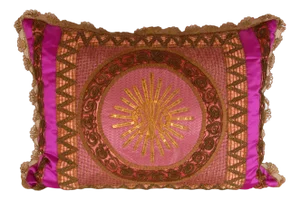 Napoleonic Empire Cushion Cannetille Metallic Embroidery Gold Thread French Silk Cushion Cover in Magenta