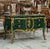 Make an unforgettable statement with this extraordinary French-inspired commode, featuring a rich bottle-green marble-...