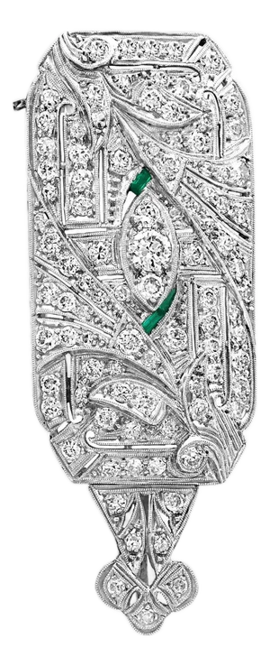 Estate Art Deco 5 Ct Diamond Platinum 10 Gm Pin / Broach /Pendant VS Quality