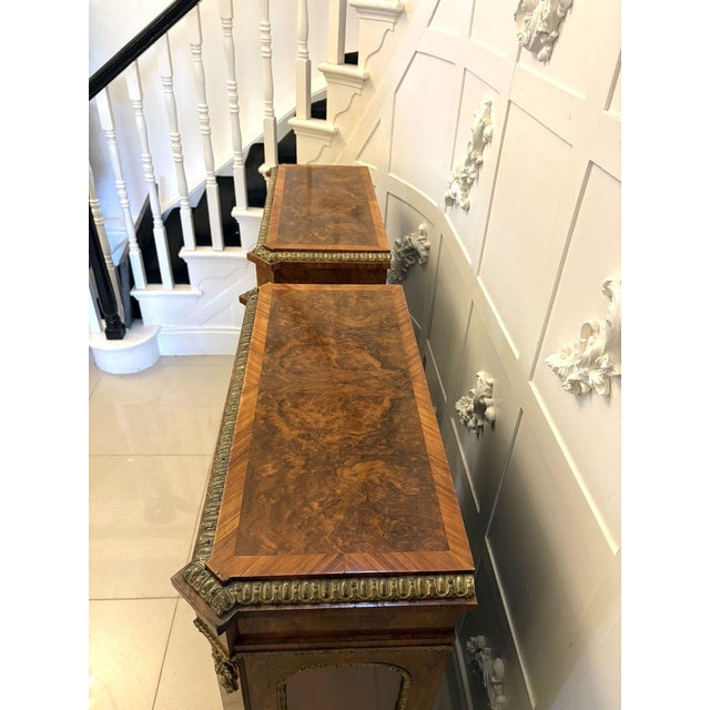 Antique Victorian Burr Walnut Pier Cabinets with Ormolu Mounts, 1860, Set of 2 For Sale - Image 15 of 16
