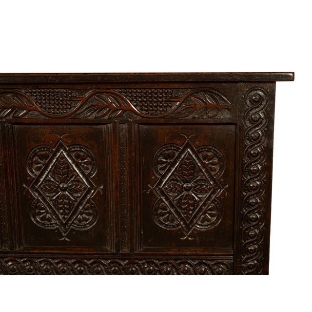 Antique 17th Century Jacobean Charles II Dark Oak Carved Coffer Chest 1680 For Sale - Image 16 of 16