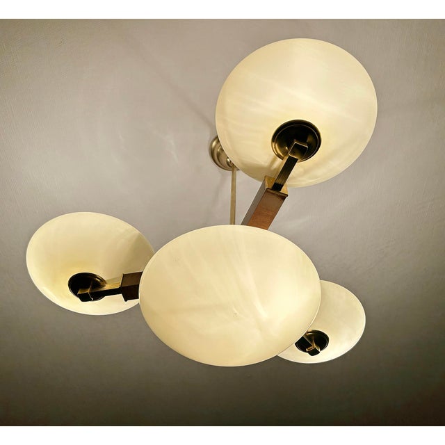 Vintage Art Deco Pendant Light in Wood and Glass, 1930s For Sale - Image 10 of 18