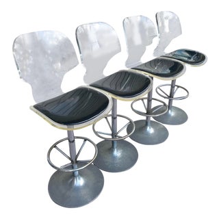 1960s Vintage Swivel Lucite Bar Stools - Set of 4 For Sale