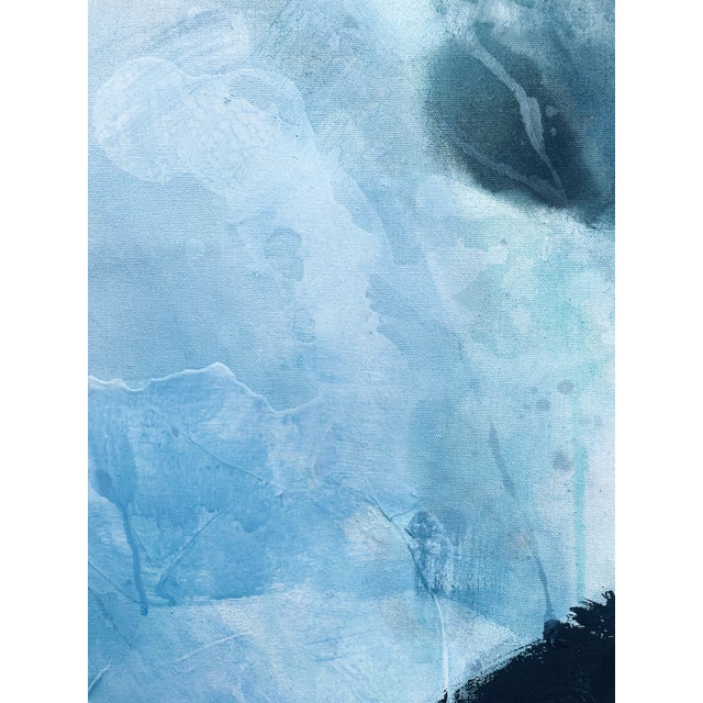 “I Lose Myself” Lyrical Abstract Painting in Moody Blues & Earthy Greens by Stacey Warnix For Sale In Austin - Image 6 of 14