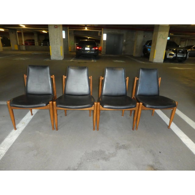 1960s 1960s Mid Century Modern Dining Table With 3 Leaves and 4 Chairs - Set of 5 For Sale - Image 5 of 13