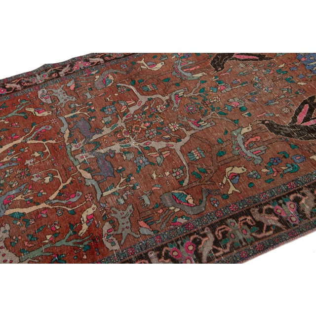 4 X 7 Antique Persian Wool Rug in Rust With Allover Design For Sale In New York - Image 6 of 8