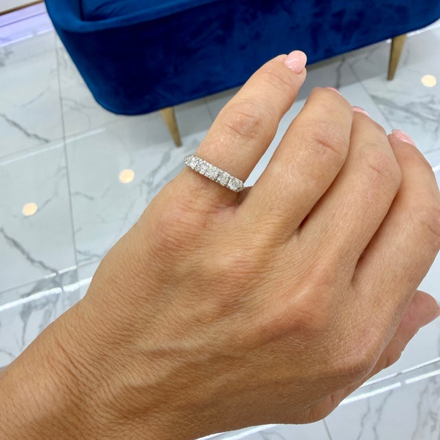 Platinum Ladies Antique Art Deco Platinum 0.66ct Old European Cut Diamond Band Ring, Size 5.25 For Sale - Image 8 of 8