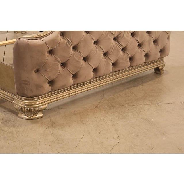 Gray Elegant Queen Bed Featuring a Deep Tufted Upholstered Head and Footboard For Sale - Image 8 of 18