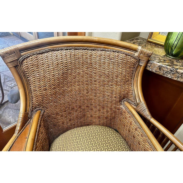 1970s 1970s Vintage Rattan Wicker Lounge Chair For Sale - Image 5 of 9
