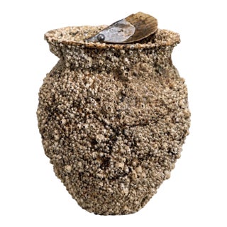 Peace River Barnacle-Encrusted Vessel With Faux Vintage Japanese Black Pearl, 19 In. Takotsubo Style For Sale