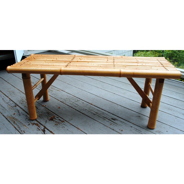 Asian Vintage Bamboo Folding Bench For Sale - Image 3 of 7