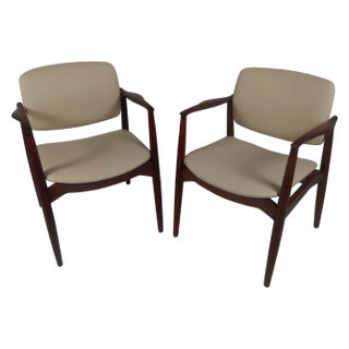 Set of Model 67 Captains Chair in Teak by Erik Buck, Customizable Reupholstery, 1960s For Sale