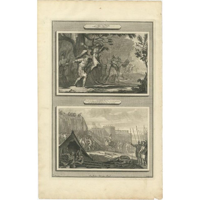 Baroque Pieter Mortier, Death of Absalom and the Head of Sheba Over the Wall, Pieter 1700, Engraving For Sale - Image 3 of 12