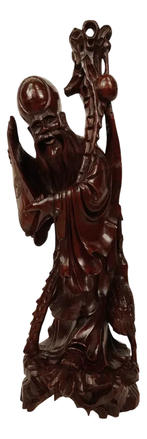 Chinese Artist, Sculpture of a Sage, 1890, Teak