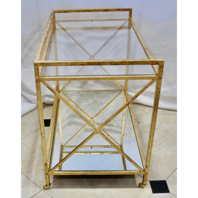 Italian Vintage Florentine Italian Gilt Gold Leafed Bar Cart For Sale - Image 3 of 3