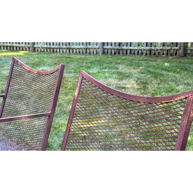 Mid-Century Bob Anderson Wrought Iron Mesh Patio Chairs - 5 Pieces, Attributed For Sale - Image 14 of 16