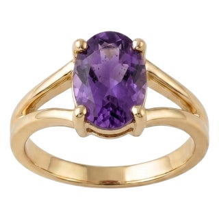 925 Sterling Silver Amethyst Ring – Split Shank Solitaire Gemstone Ring for Women Us 7 For Sale