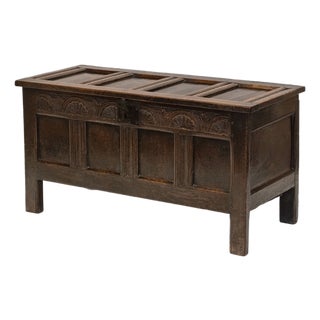 Charles II Oak Panel Coffer Chest, 1680 For Sale