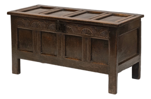 Charles II Oak Panel Coffer Chest, 1680