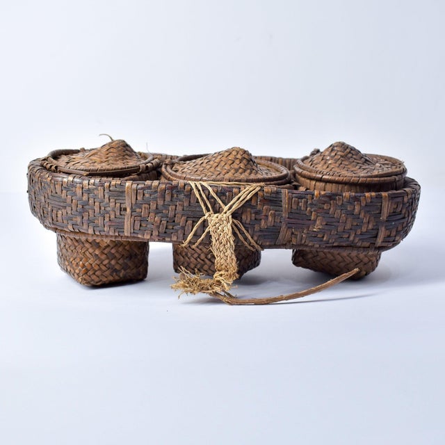 Early 20th Century Very Rare Kuba Triple Lidded Basket For Sale In Denver - Image 6 of 15