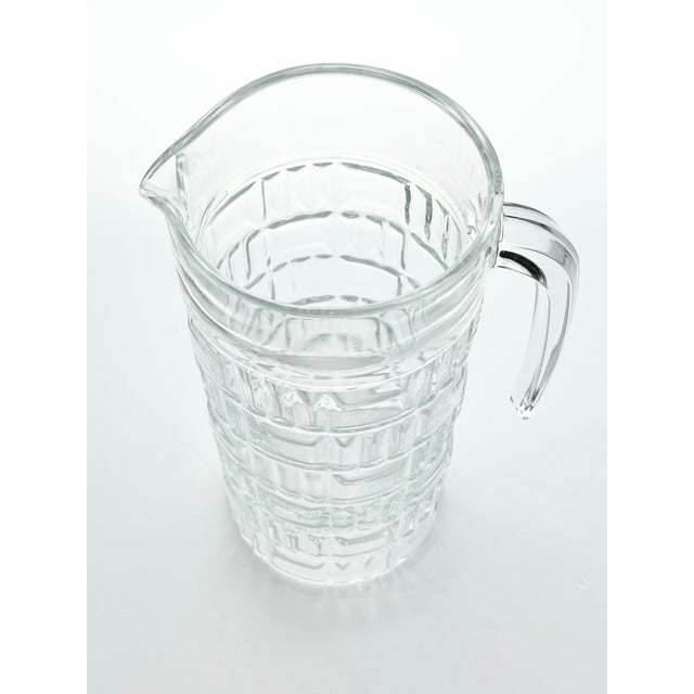 Contemporary Vintage Geometric Grid Plaid French Glass Martini Alcohol Mixing Pitcher For Sale - Image 3 of 6