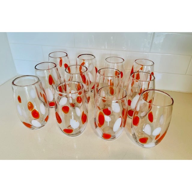 Mid-Century Modern Late 20th Century Handblown Mid-Century Modern Glasses - Set of 12 For Sale - Image 3 of 17