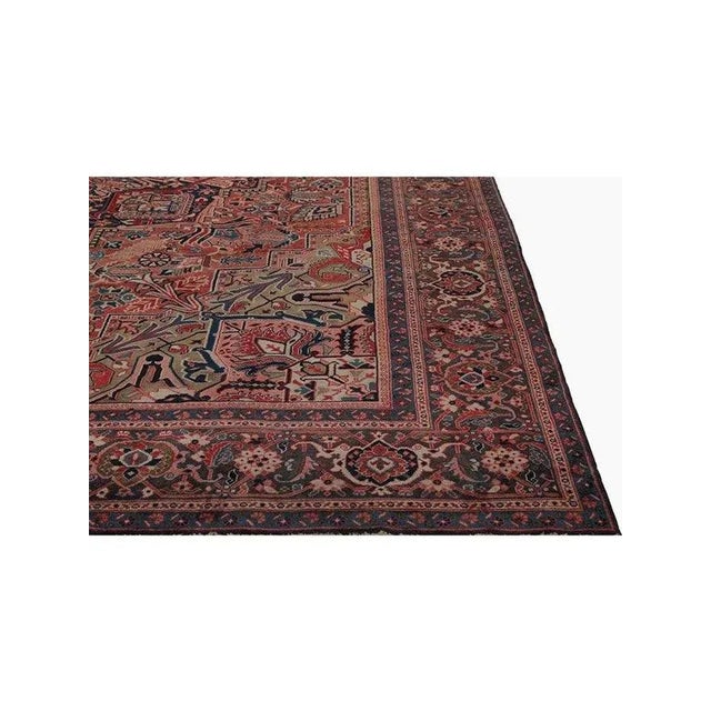 Red 1960s Old Persian Tabriz Area Rug 11 X 15 For Sale - Image 8 of 12