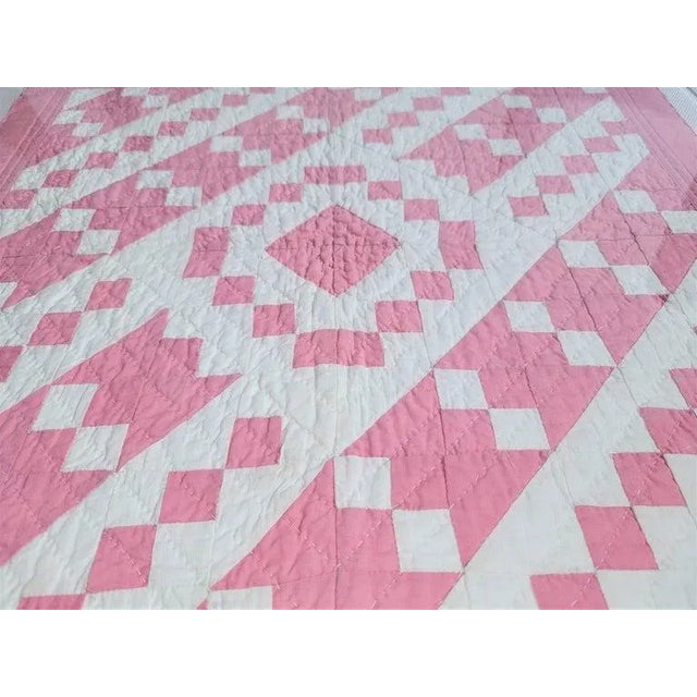 20Thc Mini Pieced Pink & White Postage Stamp Doll Quilt For Sale In Los Angeles - Image 6 of 7