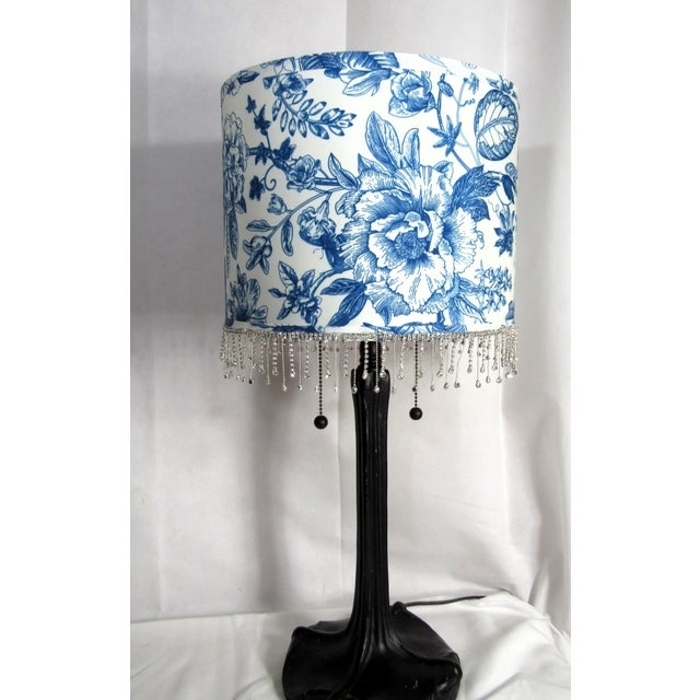 Vintage Tiffany Style Iron Bronze Lamp With Shade For Sale - Image 11 of 16