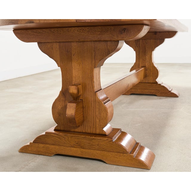 Country French Provincial Oak Farmhouse Trestle Dining Table 8 Ft For Sale - Image 15 of 18