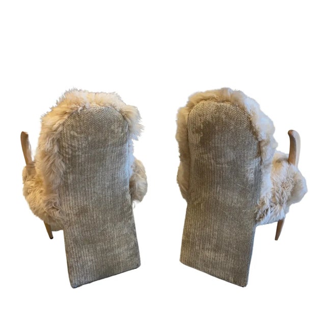 1980s 1980s Pair of Sheep Skin "Tusk" Chairs For Sale - Image 5 of 7