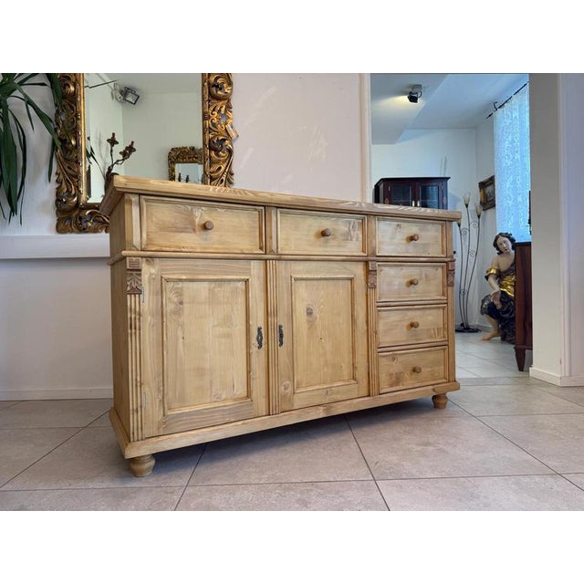 Brown Rustic Farmhouse Chest of Drawers in Pine For Sale - Image 8 of 11