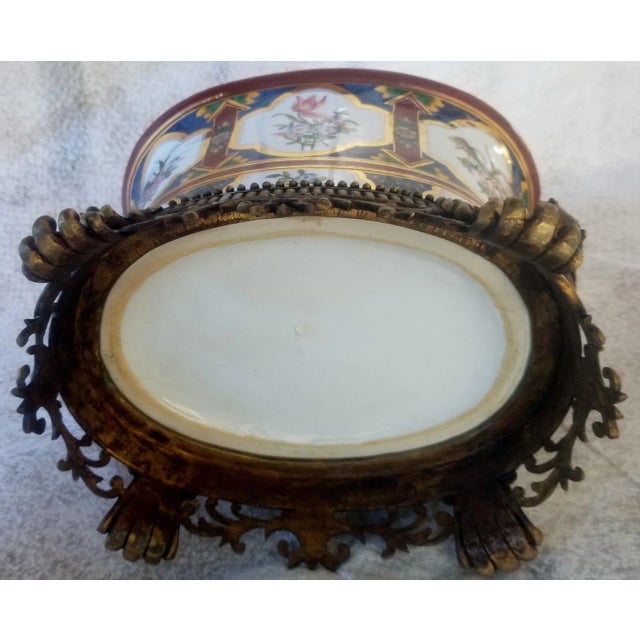 Alabaster 1990s Decorated Ceramic Vase With Ormulu Metal Bases- Set of 2 For Sale - Image 8 of 8