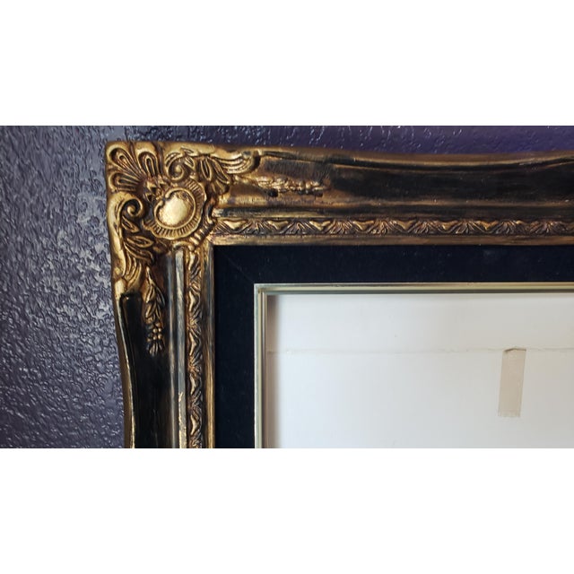 Mid-Century Modern Vintage Mid-Century Baroque Style Solid Wood Frame With Black Velvet Liner – Fits 11x14 Art For Sale - Image 3 of 6