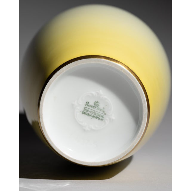 Ceramic Tall Porcelain Vase with Gilt Rim and Yellow Gradient Decor from Rosenthal Selb-Plößberg, Germany, 1960s For Sale - Image 7 of 8