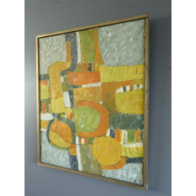 1970s 1970 Modernist 'Sunlit Forms' Vintage Swedish Original Abstract Geometric Oil Painting, Framed For Sale - Image 5 of 14