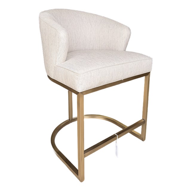 Vanguard Ivory Counter Stool With Brass Legs For Sale