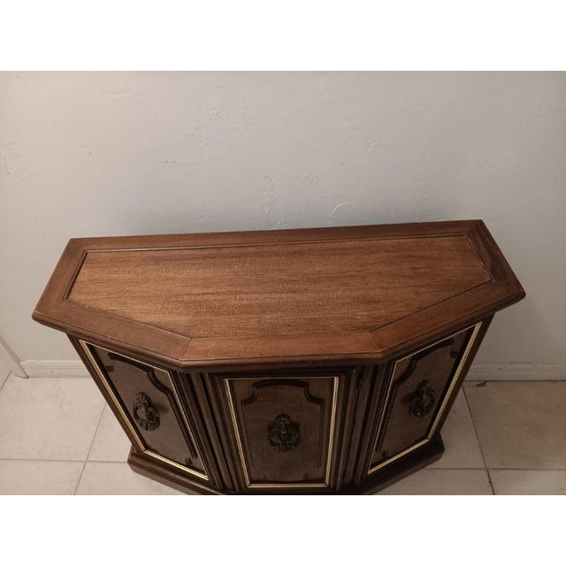 Vintage Mid Century Cabinet Server Wood Door Brown For Sale - Image 4 of 5