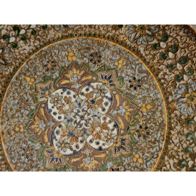 Superb, rather flat bowl decorated with low-relief motifs between 1890 and 1891 (when the factory closed) Wilhelm Schiller...