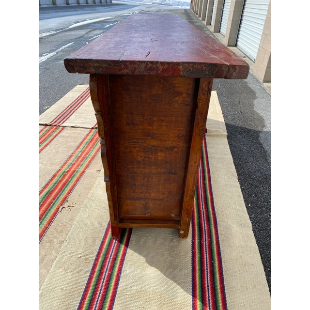 Vintage Chinoiserie Polychrome Paint Decorated Sideboard, Circa 1950s For Sale - Image 10 of 13